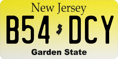 NJ license plate B54DCY