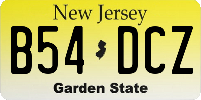 NJ license plate B54DCZ