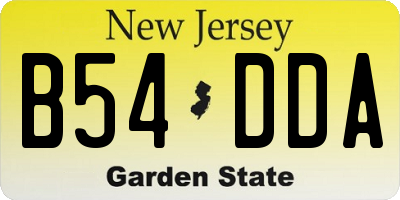NJ license plate B54DDA