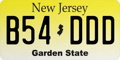 NJ license plate B54DDD