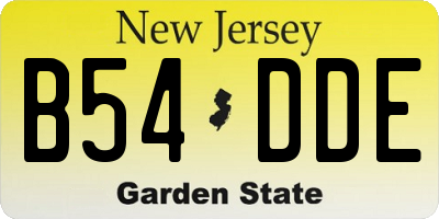 NJ license plate B54DDE