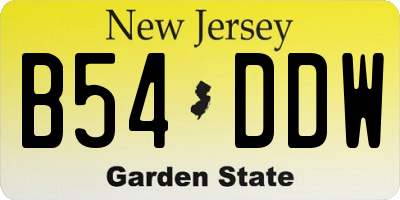 NJ license plate B54DDW