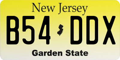 NJ license plate B54DDX