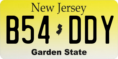 NJ license plate B54DDY
