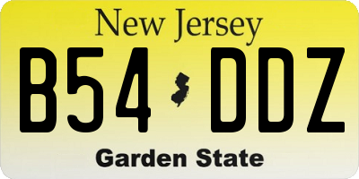 NJ license plate B54DDZ