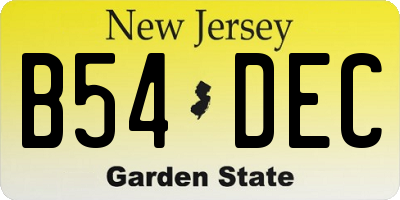 NJ license plate B54DEC