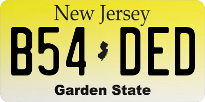 NJ license plate B54DED