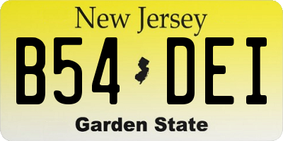 NJ license plate B54DEI