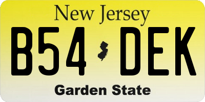 NJ license plate B54DEK