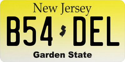 NJ license plate B54DEL