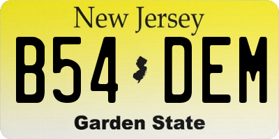 NJ license plate B54DEM