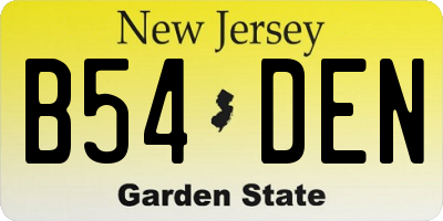 NJ license plate B54DEN