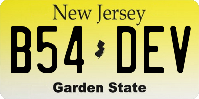 NJ license plate B54DEV
