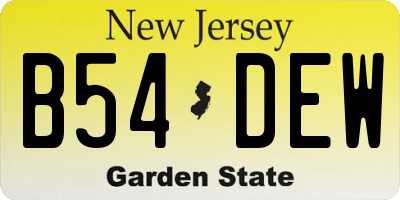 NJ license plate B54DEW