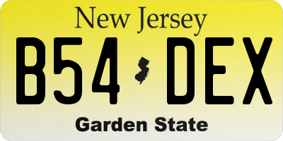 NJ license plate B54DEX
