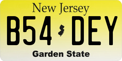 NJ license plate B54DEY