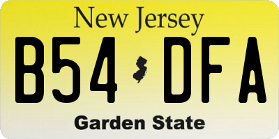 NJ license plate B54DFA