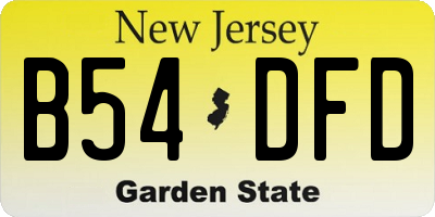 NJ license plate B54DFD