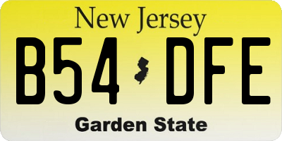 NJ license plate B54DFE