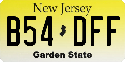 NJ license plate B54DFF