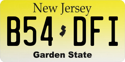 NJ license plate B54DFI