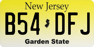 NJ license plate B54DFJ