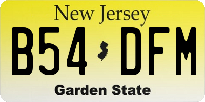 NJ license plate B54DFM