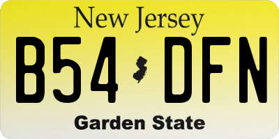 NJ license plate B54DFN