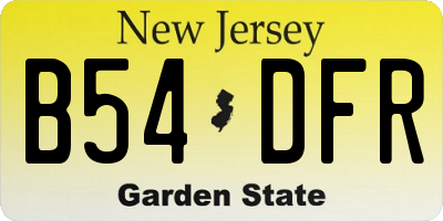 NJ license plate B54DFR