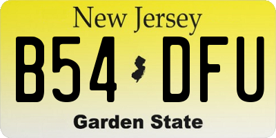 NJ license plate B54DFU