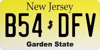 NJ license plate B54DFV