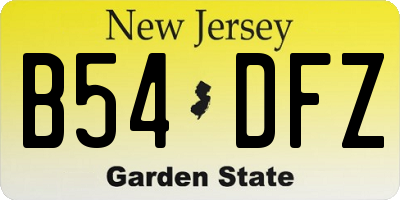 NJ license plate B54DFZ