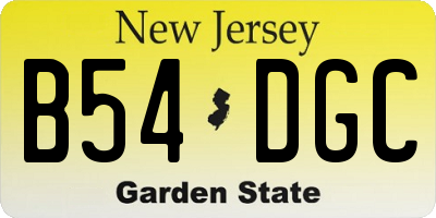 NJ license plate B54DGC