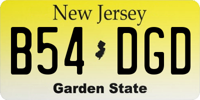 NJ license plate B54DGD