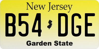 NJ license plate B54DGE