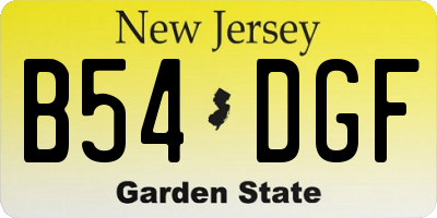 NJ license plate B54DGF
