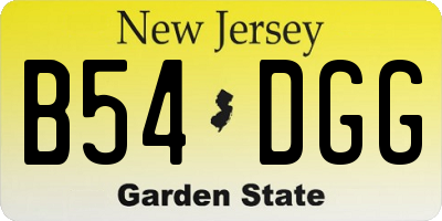 NJ license plate B54DGG