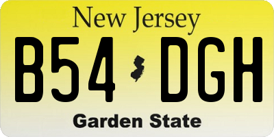 NJ license plate B54DGH