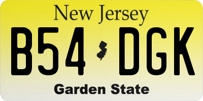 NJ license plate B54DGK