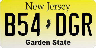 NJ license plate B54DGR