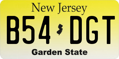 NJ license plate B54DGT