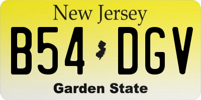 NJ license plate B54DGV