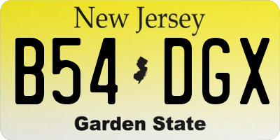 NJ license plate B54DGX