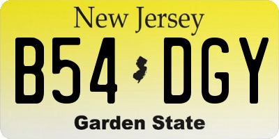 NJ license plate B54DGY