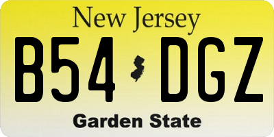 NJ license plate B54DGZ