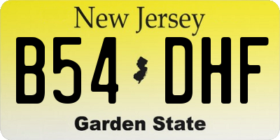 NJ license plate B54DHF