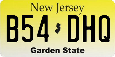 NJ license plate B54DHQ