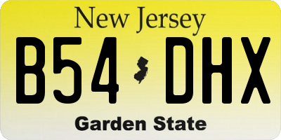 NJ license plate B54DHX