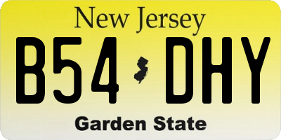 NJ license plate B54DHY