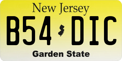 NJ license plate B54DIC